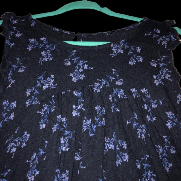 Lucky Brand Navy Floral Boho Cotton Top | Size L - Picture 3 of 8